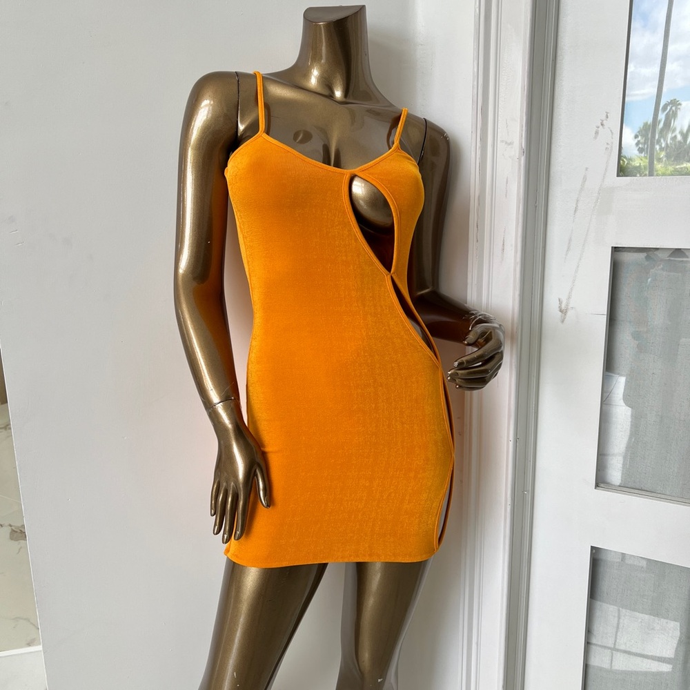 Brand New Oh Polly Bright Orange Mini Dress